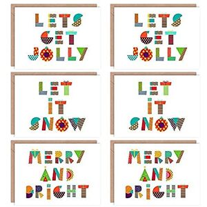 Wee Blue Coo Christmas Cards x6 Merry Bright Jolly Patchwork Set (3 Designs) Wee Blue Coo Christmas Cards x6 Merry Bright Jolly Patchwork Set (3 Designs)