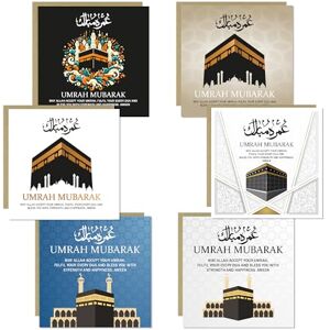 RED OCEAN Umrah Mubarak Pack of 12 Cards For Family and Friends, Islamic Muslim Cards, Hajj Mubarak, Ramadan, Eid, 145x145mm With 12 Craft Envelopes RED OCEAN Umrah Mubarak Pack of 12 Cards For Family and Friends, Islamic Muslim Cards, Hajj Mubarak, Ramadan, Eid, 145x145mm With 12 Craft Envelopes