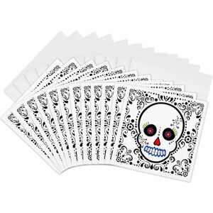 3dRose Day of The Dead Skull Día De Los Muertos Sugar Skull Red Black Scroll Design Greeting Cards, 6 by 6-inches, Set of 12 (gc_28865_2) 3dRose Day of The Dead Skull Día De Los Muertos Sugar Skull Red Black Scroll Design Greeting Cards, 6 by 6-inches, Set of 12 (gc_28865_2)