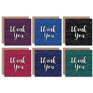 Wee Blue Coo Thank You Cards x6 Dark Pretty Stars Multicoloured (6 Designs) _CS Wee Blue Coo Thank You Cards x6 Dark Pretty Stars Multicoloured (6 Designs) _CS
