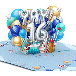 Liif Blue Balloons 16th birthday card, Happy 16 Birthday Card, 3D Greeting Pop Up Birthday Card, 16 Years Old For Boys, Son, Grandson, Nephew With Message Note & Envelop Liif Blue Balloons 16th birthday card, Happy 16 Birthday Card, 3D Greeting Pop Up Birthday Card, 16 Years Old For Boys, Son, Grandson, Nephew With Message Note & Envelop