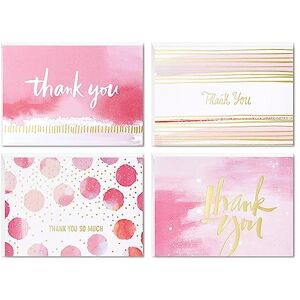 Hallmark Thank You Cards Assortment, Pink and Gold Watercolor (40 Thank You Notes with Envelopes for Wedding, Bridal Shower, Baby Shower, Business, Graduation) Hallmark Thank You Cards Assortment, Pink and Gold Watercolor (40 Thank You Notes with Envelopes for Wedding, Bridal Shower, Baby Shower, Business, Graduation)
