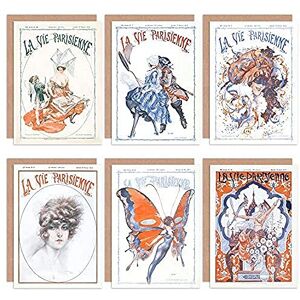 Artery8 La Vie Parisienne French Woman Butterfly Carnival Greeting Cards With Envelopes Pack of 6 Artery8 La Vie Parisienne French Woman Butterfly Carnival Greeting Cards With Envelopes Pack of 6