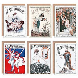 Artery8 La Vie Parisienne French Woman Stylish WW1 Roses Greeting Cards With Envelopes Pack of 6 Artery8 La Vie Parisienne French Woman Stylish WW1 Roses Greeting Cards With Envelopes Pack of 6