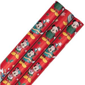 Hallmark Wrapping Paper, Roll Wrap, Pack of 3, Disney, Mickey Mouse, Minnie Mouse, Christmas, Red, 4M Each Hallmark Wrapping Paper, Roll Wrap, Pack of 3, Disney, Mickey Mouse, Minnie Mouse, Christmas, Red, 4M Each