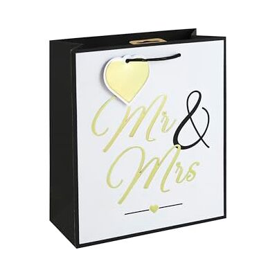Eurowrap Mr & Mrs Medium Gift Bags Pack of 3 – Black & White Wedding Present Bags with Embossed Foil, Textured White Kraft Paper & Paper Woven Handles – Wedding & Gift For Anniversary Eurowrap Mr & Mrs Medium Gift Bags Pack of 3 – Black & White Wedding Present Bags with Embossed Foil, Textured White Kraft Paper & Paper Woven Handles – Wedding & Gift For Anniversary