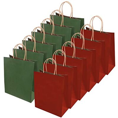 Livder 24 Pieces Christmas Red Green Paper Bags (10.6 x 8.66 x 4.3 Inches) Livder 24 Pieces Christmas Red Green Paper Bags (10.6 x 8.66 x 4.3 Inches)
