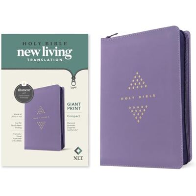 Tyndale NLT Compact Giant Print Zipper Bible, Filament-Enabled Edition (Leatherlike, Diamond Lavender, Red Letter): New Living Translation, Diamond Lavender, ... Edition With Ribbon Marker and Zip Fastener Tyndale NLT Compact Giant Print Zipper Bible, Filament-Enabled Edition (Leatherlike, Diamond Lavender, Red Letter): New Living Translation, Diamond Lavender, ... Edition With Ribbon Marker and Zip Fastener