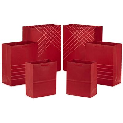 Hallmark Red Gift Bags in Assorted Sizes (Pack of 6: 2 Medium 9", 2 Large 11", 2 Extra Large 14") for Birthdays, Graduations, Father's Day, Baby Showers, Bridal Showers, Weddings, Bridesmaids Gifts Hallmark Red Gift Bags in Assorted Sizes (Pack of 6: 2 Medium 9", 2 Large 11", 2 Extra Large 14") for Birthdays, Graduations, Father's Day, Baby Showers, Bridal Showers, Weddings, Bridesmaids Gifts