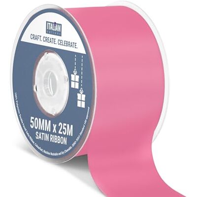 Italian Options Satin Ribbon, Fabric Ribbons for Gift Wrapping, Crafting, Balloons, Wedding Car, Presents, Cake, Christmas, Birthday, Gift Wrap Accessories, 50mm Wide x 25 Metre Roll, Hot Pink Italian Options Satin Ribbon, Fabric Ribbons for Gift Wrapping, Crafting, Balloons, Wedding Car, Presents, Cake, Christmas, Birthday, Gift Wrap Accessories, 50mm Wide x 25 Metre Roll, Hot Pink