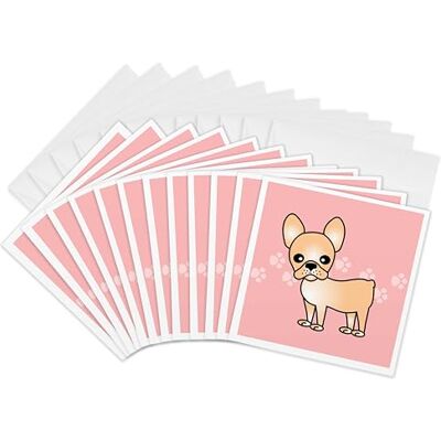 3dRose Cute Cream French Bulldog Pink with Pawprints Greeting Cards, 6 by 6-inches, Set of 12 (gc_25323_2) 3dRose Cute Cream French Bulldog Pink with Pawprints Greeting Cards, 6 by 6-inches, Set of 12 (gc_25323_2)