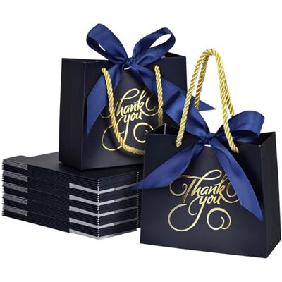 DECHISY 50 Pack Small Thank You Bags with Handles, 5.5x2.5x4.7 Inch, Blue Gift Bags for Bridal Shower, Birthday, Baby Shower, Wedding DECHISY 50 Pack Small Thank You Bags with Handles, 5.5x2.5x4.7 Inch, Blue Gift Bags for Bridal Shower, Birthday, Baby Shower, Wedding