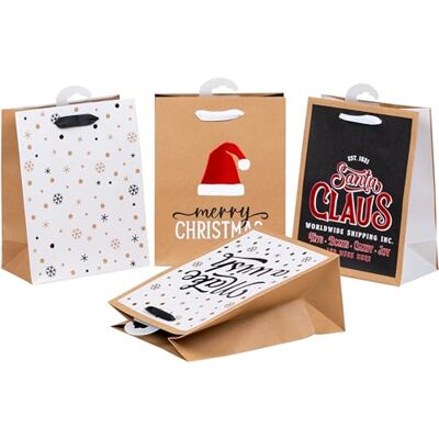 Heku Set of 24 Christmas Paper Gift Bags, 4 Different Designs, Hotfoil Finish and Embossing, Practical Size (23 x 18 x 10 cm), Environmentally Friendly and Reusable Heku Set of 24 Christmas Paper Gift Bags, 4 Different Designs, Hotfoil Finish and Embossing, Practical Size (23 x 18 x 10 cm), Environmentally Friendly and Reusable