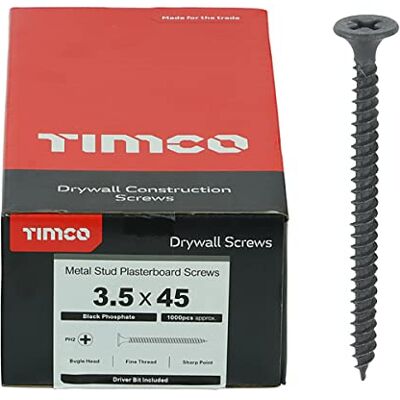 TIMco 00045DRY Drywall Screw - PH2 Black - 3.5 x 45mm - Screw TIMco 00045DRY Drywall Screw - PH2 Black - 3.5 x 45mm - Screw