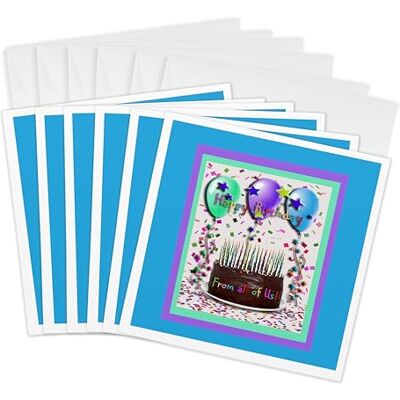 3dRose Happy Birthday from All of Us Chocolate Cake Greeting Cards, 6 by 6-inches, Set of 6 (gc_20215_1) 3dRose Happy Birthday from All of Us Chocolate Cake Greeting Cards, 6 by 6-inches, Set of 6 (gc_20215_1)
