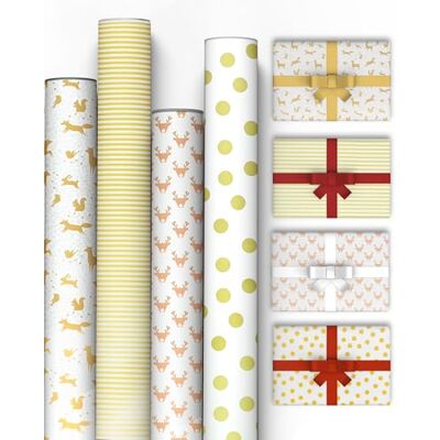 Kraft & Co Christmas Wrapping Paper Rolls 4 Pack (69cm x 8M Each), Kraft Xmas Gift Wrap, Festive Wrapping Paper for Christmas Gifts, Arts & Crafts (32M Total) Kraft & Co Christmas Wrapping Paper Rolls 4 Pack (69cm x 8M Each), Kraft Xmas Gift Wrap, Festive Wrapping Paper for Christmas Gifts, Arts & Crafts (32M Total)