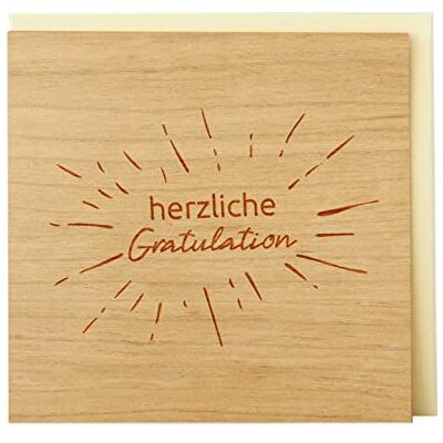 Holzgrusskarten Original congratulations 100% made in Austria, made from cherry wood Holzgrusskarten Original congratulations 100% made in Austria, made from cherry wood