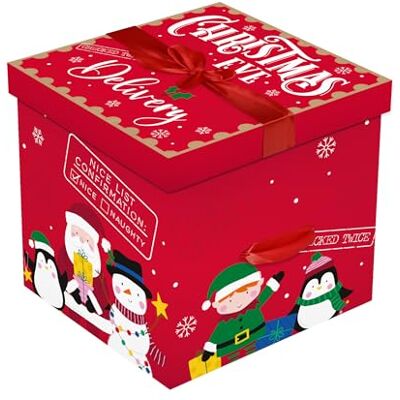 Eurowrap Christmas Eve Delivery Gift Box – Large 28cm Red Festive Present Box with Lid, Ribbon & Handles – Reusable Storage or Hamper Box for Holiday Gifts & Decorations Eurowrap Christmas Eve Delivery Gift Box – Large 28cm Red Festive Present Box with Lid, Ribbon & Handles – Reusable Storage or Hamper Box for Holiday Gifts & Decorations
