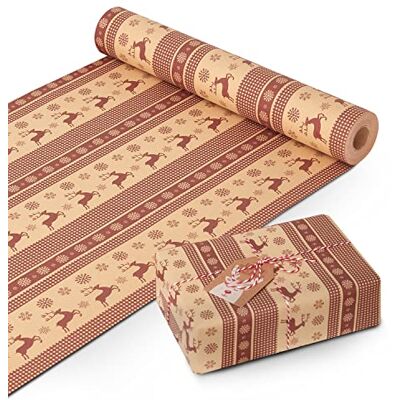 Kraft & Co Wrapping Paper Roll Quality Festive Designed Kraft Paper Eco-Friendly, Recyclable & Biodegradable Multipurpose Wrapping Paper Ideal for Gifts, Arts & Crafts & Christmas (44.5CM x 25M) Kraft & Co Wrapping Paper Roll Quality Festive Designed Kraft Paper Eco-Friendly, Recyclable & Biodegradable Multipurpose Wrapping Paper Ideal for Gifts, Arts & Crafts & Christmas (44.5CM x 25M)