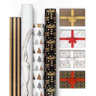 Kraft & Co Christmas Wrapping Paper Rolls 4 Pack Thick Sheets 69cm x 8M, Kraft Xmas Gift Wrap, Festive Eco-Friendly Wrapping Paper for Christmas Gifts Wrap, Arts & Craft, 32M Total Kraft & Co Christmas Wrapping Paper Rolls 4 Pack Thick Sheets 69cm x 8M, Kraft Xmas Gift Wrap, Festive Eco-Friendly Wrapping Paper for Christmas Gifts Wrap, Arts & Craft, 32M Total