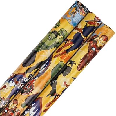 Hallmark Wrapping Paper Roll, Pack of 3 in 1 MARVEL Avengers Design, 2M Each, Birthday, Christmas, Yellow Hallmark Wrapping Paper Roll, Pack of 3 in 1 MARVEL Avengers Design, 2M Each, Birthday, Christmas, Yellow