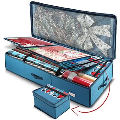 Hearth & Harbor Steel Gift Wrap Storage Organizer Christmas Wrapping Paper Rolls & Accessories Under-Bed Storage Box Hearth & Harbor Steel Gift Wrap Storage Organizer Christmas Wrapping Paper Rolls & Accessories Under-Bed Storage Box