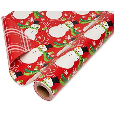 American Greetings 175 sq. ft. Reversible Christmas Wrapping Paper, Plaid Snowman (1 Jumbo Roll 30 in. x 70 ft.) American Greetings 175 sq. ft. Reversible Christmas Wrapping Paper, Plaid Snowman (1 Jumbo Roll 30 in. x 70 ft.)
