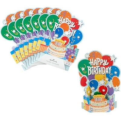 Hallmark 3D & Pop Up Birthday Card Multipack, Pack of 8, Balloons & Cake Design, Kids Birthday, Red, Blue, Orange, Green Hallmark 3D & Pop Up Birthday Card Multipack, Pack of 8, Balloons & Cake Design, Kids Birthday, Red, Blue, Orange, Green