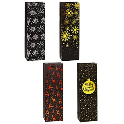 TSI 89287 Christmas Premium Gift Bags for Wine and Champagne Bottles, Pack of 12, Size: Bottle (H x W x D) 38 x 12 x 8 cm TSI 89287 Christmas Premium Gift Bags for Wine and Champagne Bottles, Pack of 12, Size: Bottle (H x W x D) 38 x 12 x 8 cm