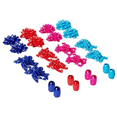 American Greetings All-Occasion Bows and Ribbon for Gift Wrapping, Turquoise, Fuchsia, Red and Royal Blue (24-Count) American Greetings All-Occasion Bows and Ribbon for Gift Wrapping, Turquoise, Fuchsia, Red and Royal Blue (24-Count)