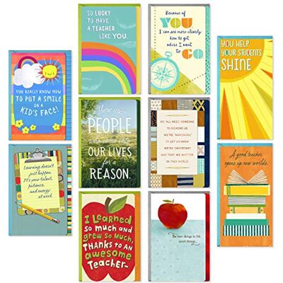 Hallmark Teacher Appreciation Cards Assortment for Preschool, Kindergarten, Elementary School, Graduation or Back to School (10 Cards and Gift Card Holders with Envelopes) (2299GMR7267) Hallmark Teacher Appreciation Cards Assortment for Preschool, Kindergarten, Elementary School, Graduation or Back to School (10 Cards and Gift Card Holders with Envelopes) (2299GMR7267)