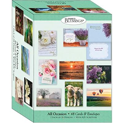 Shared Blessings 48 All Occasion Religious Greeting Cards Value Pack 1,King James Version Scriptures,Faith Based Greeting Cards,Assorted Designs including Religious Birthday, Thinking of You Cards Shared Blessings 48 All Occasion Religious Greeting Cards Value Pack 1,King James Version Scriptures,Faith Based Greeting Cards,Assorted Designs including Religious Birthday, Thinking of You Cards