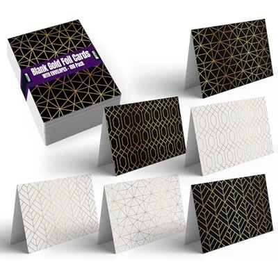 Better Office Products 100-Pack All Occasion Greeting Cards, Assorted Blank Note Cards, 4 x 6 inch, 6 Elegant Gold Foil Geometric Designs, Blank Inside, with Envelopes, 100 Pack Better Office Products 100-Pack All Occasion Greeting Cards, Assorted Blank Note Cards, 4 x 6 inch, 6 Elegant Gold Foil Geometric Designs, Blank Inside, with Envelopes, 100 Pack
