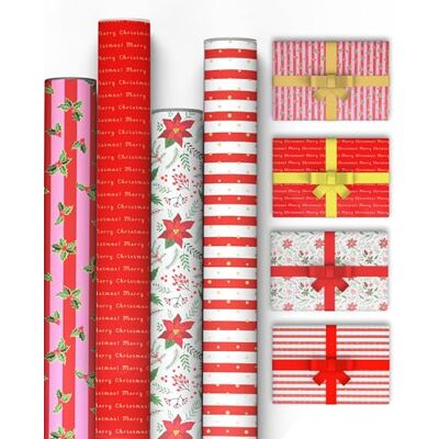 Kraft & Co Christmas Wrapping Paper Rolls – 4 Pack Thick Paper Sheets 69 cm x 8 m – Kraft Xmas Gift Wrap – Festive Eco Friendly Wrapping Papers for Christmas Gifts Wrap – Arts and Craft – 32 m Total Kraft & Co Christmas Wrapping Paper Rolls – 4 Pack Thick Paper Sheets 69 cm x 8 m – Kraft Xmas Gift Wrap – Festive Eco Friendly Wrapping Papers for Christmas Gifts Wrap – Arts and Craft – 32 m Total