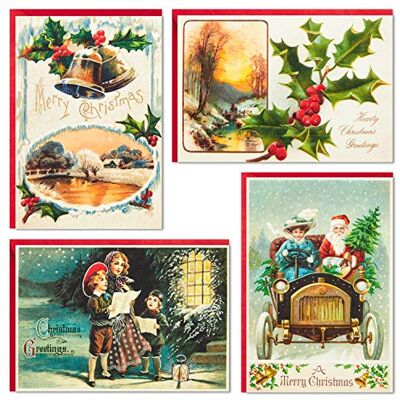 Hallmark Boxed Christmas Cards Assortment (4 Vintage Designs and Archival Book Organizer Box) Hallmark Boxed Christmas Cards Assortment (4 Vintage Designs and Archival Book Organizer Box)