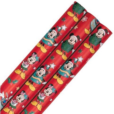 Hallmark Wrapping Paper, Roll Wrap, Pack of 3, Disney, Mickey Mouse, Minnie Mouse, Christmas, Red, 4M Each Hallmark Wrapping Paper, Roll Wrap, Pack of 3, Disney, Mickey Mouse, Minnie Mouse, Christmas, Red, 4M Each