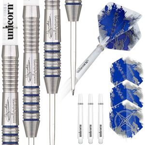 Unicorn Steel Tip Professional Darts Set Gary 'The Flying Scotsman' Anderson Silver Star 80% Natural Tungsten Barrels with Blue Accents 27 g Unicorn Steel Tip Professional Darts Set Gary 'The Flying Scotsman' Anderson Silver Star 80% Natural Tungsten Barrels with Blue Accents 27 g