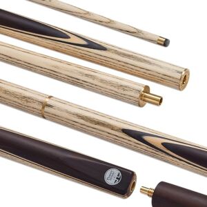 POWERGLIDE Vinci 3/4 Jointed Snooker Cue – Extended Ash Shaft, Hand Spliced Rosewood Butt, Maple Veneers, Brass Joint, Pro Tip, 6” Extension – Performance Cue for Improving & League Players POWERGLIDE Vinci 3/4 Jointed Snooker Cue – Extended Ash Shaft, Hand Spliced Rosewood Butt, Maple Veneers, Brass Joint, Pro Tip, 6” Extension – Performance Cue for Improving & League Players