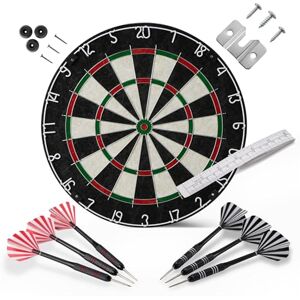 Amazon Basics Dartboard Set with 6 Steel Tip Darts Self-Healing Sisal Fiber, Thin Wire Spider Design, Complete Mounting Kit, 45.7 cm, Black Amazon Basics Dartboard Set with 6 Steel Tip Darts Self-Healing Sisal Fiber, Thin Wire Spider Design, Complete Mounting Kit, 45.7 cm, Black