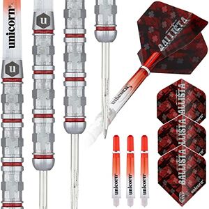 Unicorn Steel Tip Darts Set Ballista Style 4 90% Natural Tungsten Barrels with Red Accents & Volute Points 26 g Unicorn Steel Tip Darts Set Ballista Style 4 90% Natural Tungsten Barrels with Red Accents & Volute Points 26 g