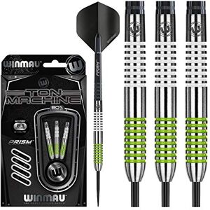 WINMAU Darts Ton Machine Professional Tungsten Darts Set with Prism Flights and Shafts (Stems) 22g 23g 24g 26g 27g Gram Steeltip Dart Set (Green, 21g) WINMAU Darts Ton Machine Professional Tungsten Darts Set with Prism Flights and Shafts (Stems) 22g 23g 24g 26g 27g Gram Steeltip Dart Set (Green, 21g)
