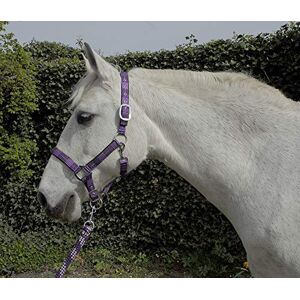 Rhinegold Unisex's Carnival Headcollar & Rope, Purple Check, Cob Rhinegold Unisex's Carnival Headcollar & Rope, Purple Check, Cob