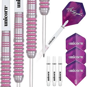 Unicorn Steel Tip Professional Darts Set Autograph Series Style 1 80% Natural Tungsten Barrels with Pink Accents 28 g Unicorn Steel Tip Professional Darts Set Autograph Series Style 1 80% Natural Tungsten Barrels with Pink Accents 28 g
