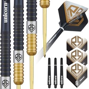 Unicorn Darts Set Ross 'Smudger' Smith 90% Tungsten Barrels with Two-Tone Black & Golden Titanium Coatings Steel Tip Gold Volute Points 24 g Unicorn Darts Set Ross 'Smudger' Smith 90% Tungsten Barrels with Two-Tone Black & Golden Titanium Coatings Steel Tip Gold Volute Points 24 g