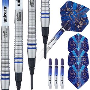 Unicorn Soft Tip Professional Darts Set Gary Anderson Phase 6 World Champion 70% Natural Tungsten Barrels & Epic Tips 20 g Unicorn Soft Tip Professional Darts Set Gary Anderson Phase 6 World Champion 70% Natural Tungsten Barrels & Epic Tips 20 g