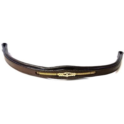 Cwell Equine Designer Crystal Browband Padded With Golden silver Crystals BROWN F/C/P (COB 15") Cwell Equine Designer Crystal Browband Padded With Golden silver Crystals BROWN F/C/P (COB 15")