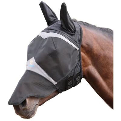 Shires Fine Mesh Fly Mask With Ears & Nose Jet Black Shires Fine Mesh Fly Mask With Ears & Nose Jet Black