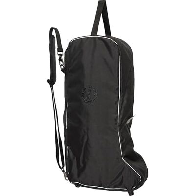 Imperial Riding IRH Boot Bag for Riding Boots, Padded Boat Bag with Front Compartment, Heavy Duty Polyester Storage for Stable Tournament Transport, Equestrian Accessories, Black Imperial Riding IRH Boot Bag for Riding Boots, Padded Boat Bag with Front Compartment, Heavy Duty Polyester Storage for Stable Tournament Transport, Equestrian Accessories, Black