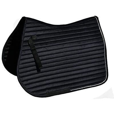 Rhinegold Diamante Channel Quilt GP Saddle Pad-Pony-Black Rhinegold Diamante Channel Quilt GP Saddle Pad-Pony-Black