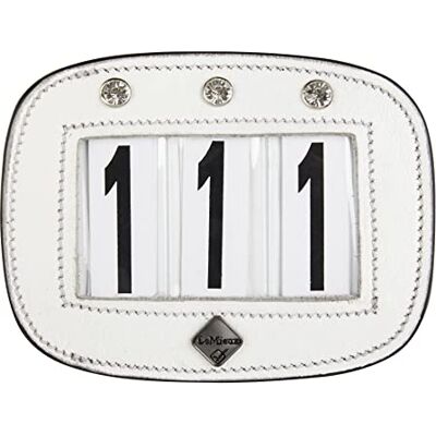 LeMieux Diamante Saddle Pad Number Holder in White Durable Leather Material Attaches Easily with a Strong Fixing Pin One Size LeMieux Diamante Saddle Pad Number Holder in White Durable Leather Material Attaches Easily with a Strong Fixing Pin One Size